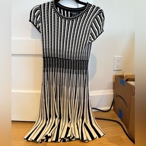 Anthropologie Black and White Patterned Midi Dress